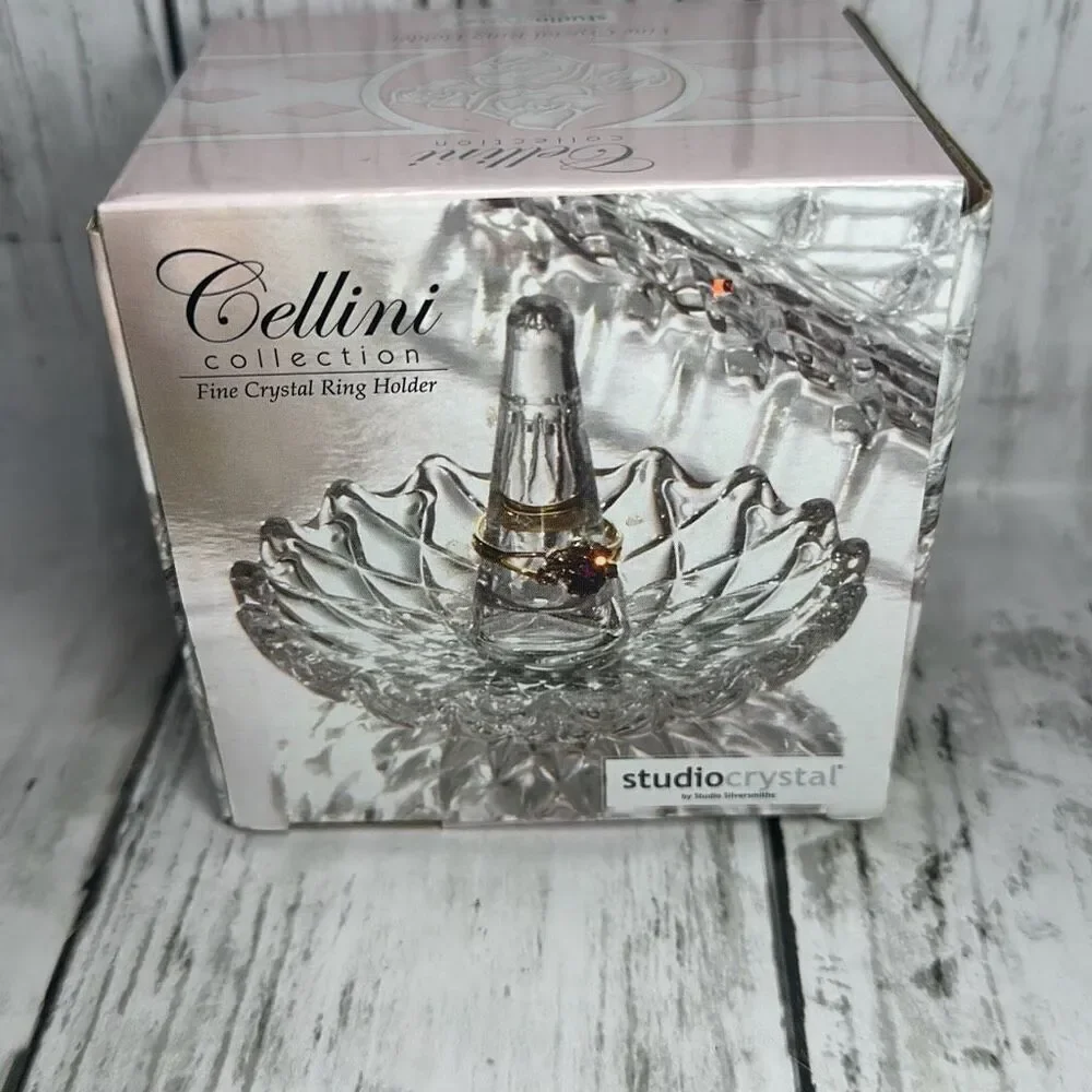 Cellini Collection Fine Crystal‎ Ring Holder Studio Crystal Godinger 2”